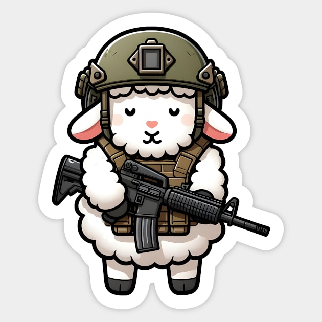 Tactical Sheep Sticker by Rawlifegraphic